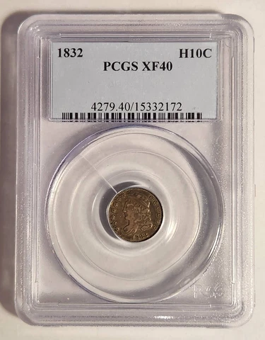 1832 P Capped Bust Half Dime PCGS XF-40 Cover
