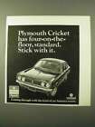 1971 Plymouth Cricket Car Ad - Four-on-The-Floor