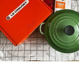 Le Creuset Signature Cocotte rotonda 20 cm verde rosmarino con scatola esterna NON USATO - Foto 1 di 24