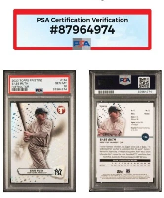 BABE RUTH 2023 Topps Pristine REFRACTOR #114 PSA GEM MINT 10 NEW YORK YANKEES /7 - Image 1 of 4