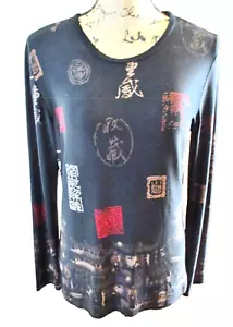 Chico's Travelers Damen Langarmshirt asiatisches Muster, Chico's Größe 1 -- M/8 - Bild 1 von 9