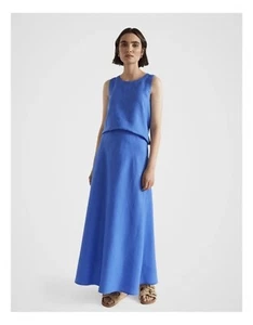 Seed Heritage Core Linen Maxi Skirt in Deep Ocean - Picture 1 of 7