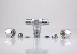 HOKE 4TTM4316 MALE BRANCH TEE 1/4 IN TUBE OD X 1/4 IN MALE NPT 316 SST GYROLOK - Picture 1 of 3