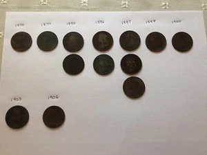 Sammlung alter großer One Penny Münzen 1870 bis 1906 - Bild 1 von 7