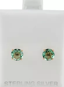 GENUINE 1.70 Cts FLUORITE STUD EARRINGS .925 SILVER (rose) - New With Tag - Picture 1 of 6