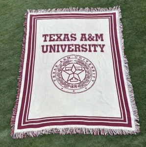 Texas A&M Aggies NCAA Throw Stadium Blanket Black Fringed Woven 58 X 47 - Picture 1 of 10