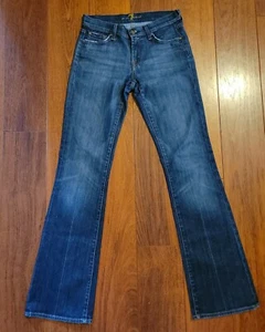 Pantalones de mezclilla para mujer 7 For All Mankind Bootcut U07508OUX desgastados lavado oscuro 27x33 - Imagen 1 de 6