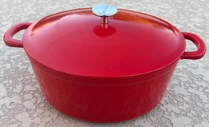 SUR LE TABLE 8 QT OVAL RED ENAMEL CAST IRON DUTCH OVEN - Picture 1 of 16