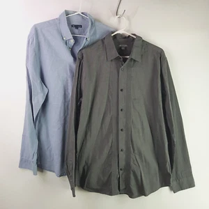 Gap Linen Shirt x2 Bundle Mens Large Blue Grey Smart Casual Long Sleeve - Picture 1 of 9