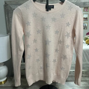 S. Christina Cashmere Embellished Star Sweater  S/M Pink - Picture 1 of 7