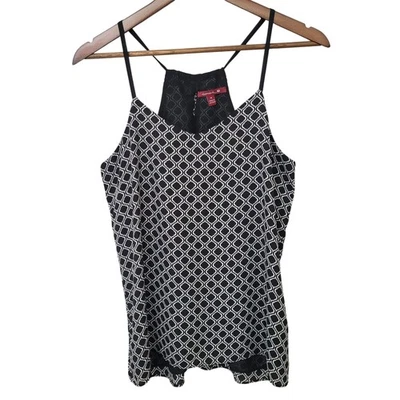 Gievergate Geometric Print Racerback Cami Womens Size S/M Black White Y2K - Image 1 of 4