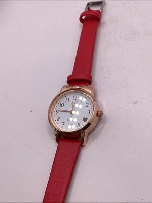 Womens Cat Watch Rose Gold Red Band Womens Watch New Battery - Image 1 of 4