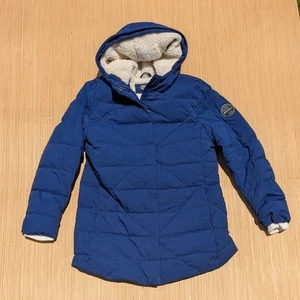 Eddie Bauer Coat Hooded Classic Down Puffer Sherpa Jacket Blue Girls 16 XL - Picture 1 of 8