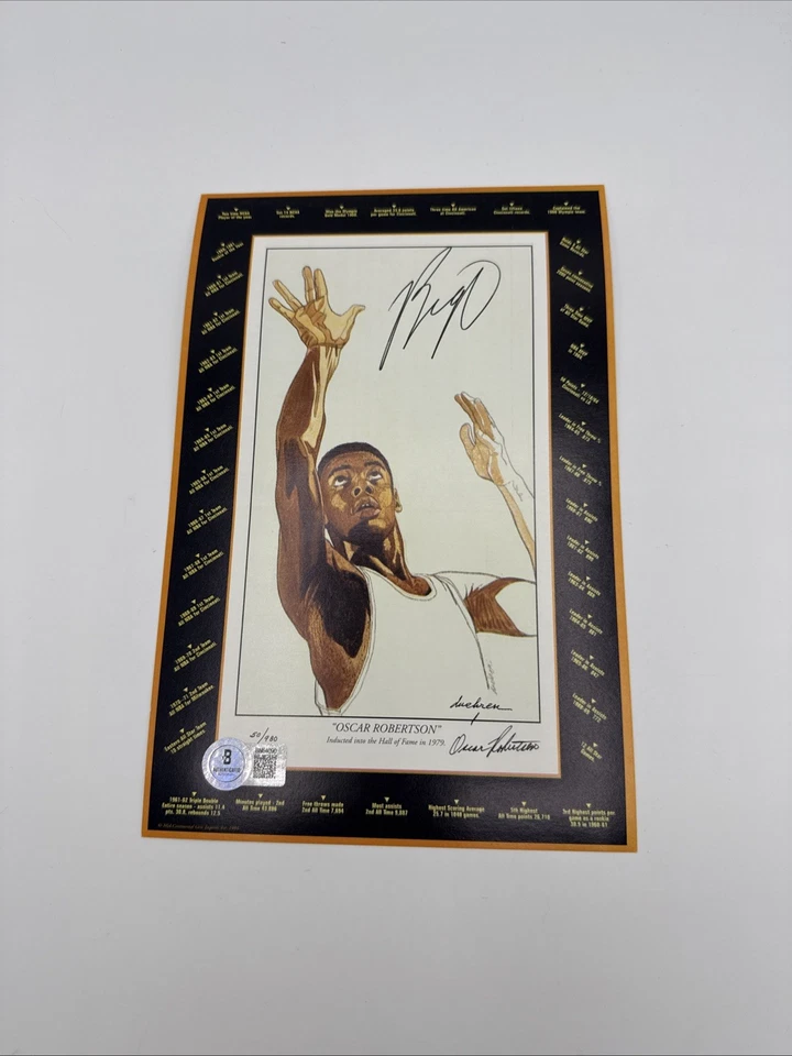 Foto autografiada por Oscar Robertson 6x9 Beckett BAS Foto 1 de 2