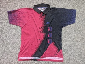 Vintage Nike Polo Shirt Mens Large Hot Lava Agassi Challenge Court 90s Tennis - Picture 1 of 13