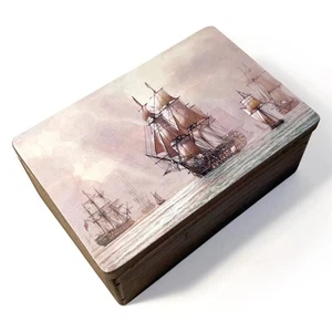 Trinket Box featuring HMS Victory painting, Marine Collectible, Nautical Decor - Picture 1 of 7