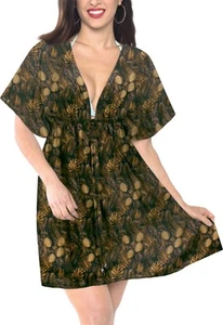 LA LEELA Women's Mini Beach Tropical Dress Swimsuit V Neck Tops Cover Ups for - Picture 1 of 3