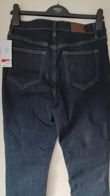 New Lands End 10 jeans thick denim stretch trousers indigo blue contrast stitch - Image 1 of 4