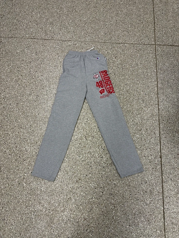 Y2K Champion Sweatpants Wisconsin Badgers Size XS Baggy Fit Grey - Image 1 of 4