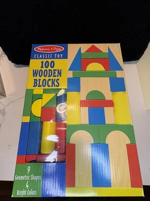 100 Piece Melissa & Doug Wooden Building Blocks Toy Set Classic Toys Kids New - Image 1 of 4