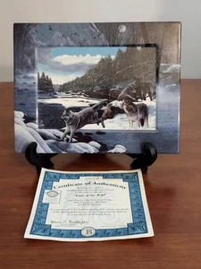 1st Bradford Exchange EDGE OF THE WILD New Frontiers WOLF PLATE Kevin Daniel COA - Bild 1 von 4