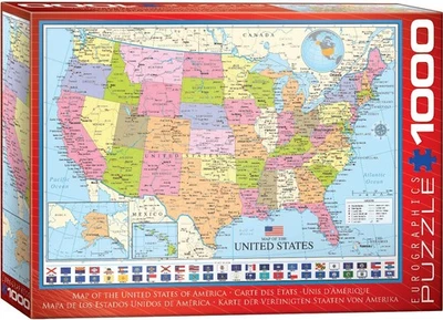 Map of the United States of America 1000 Piece Jigsaw Puzzle Eurographics New - Image 1 of 3
