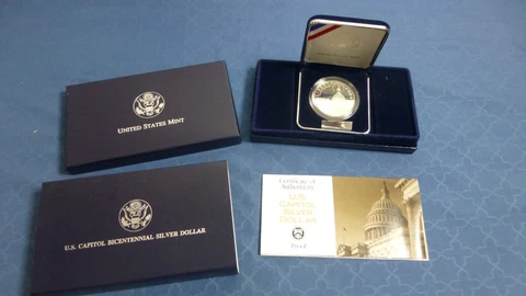 1994-S U.S. CAPITOL BICENTENNIAL Proof Silver Dollar  Coin Box and COA Cover