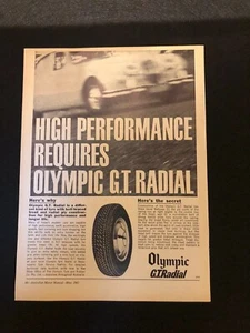 Olympic G.T. Radial Tyre Original Print Advertising. High Performance!! - Foto 1 di 1