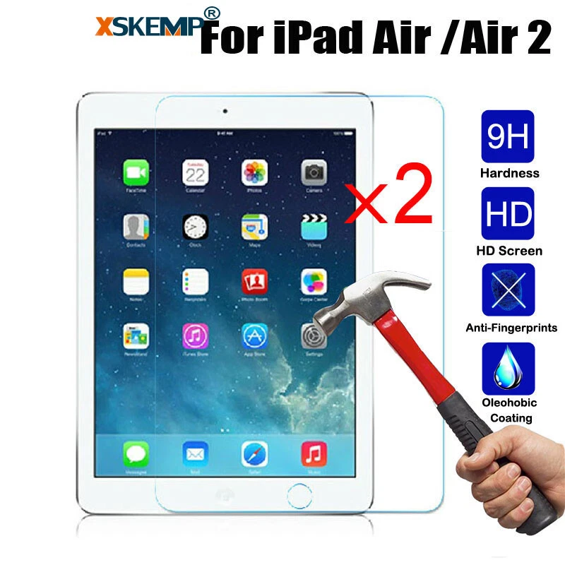 2Pcs Tempered Glass Screen Protector For Apple iPad Air  Air 2 9.7 Anti Scratch - Image 1 of 4