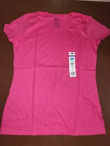 Fruit of the Loom Ladies Crew Neck T-Shirt Cyber Pink size MEDIUM Cap Sleeve - Picture 1 of 2