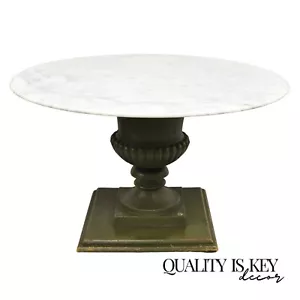 Italian Classical Cast Iron Urn Planter Pedestal Base Round Marble Dining Table - Picture 1 of 12