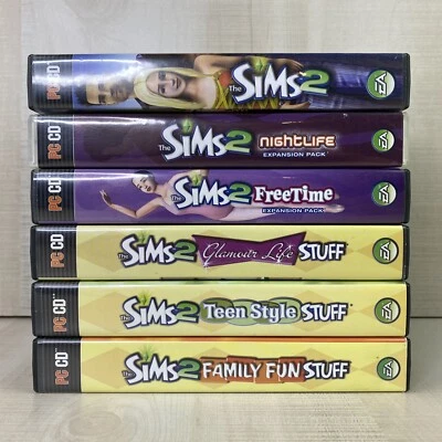 The Sims 2 + 5 Expansion Packs PC CD-ROM NightLife, Free Time, Glamour Life + - Image 1 of 4