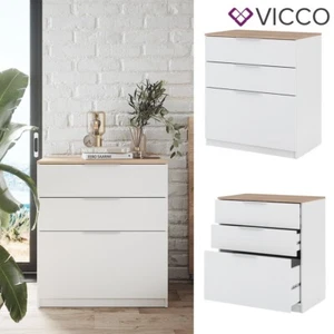 Kommode Betti 80 x 90 cm in Weiß Sonoma, 3 Schubfächer, Schlafzimmer Vicco - Bild 1 von 7