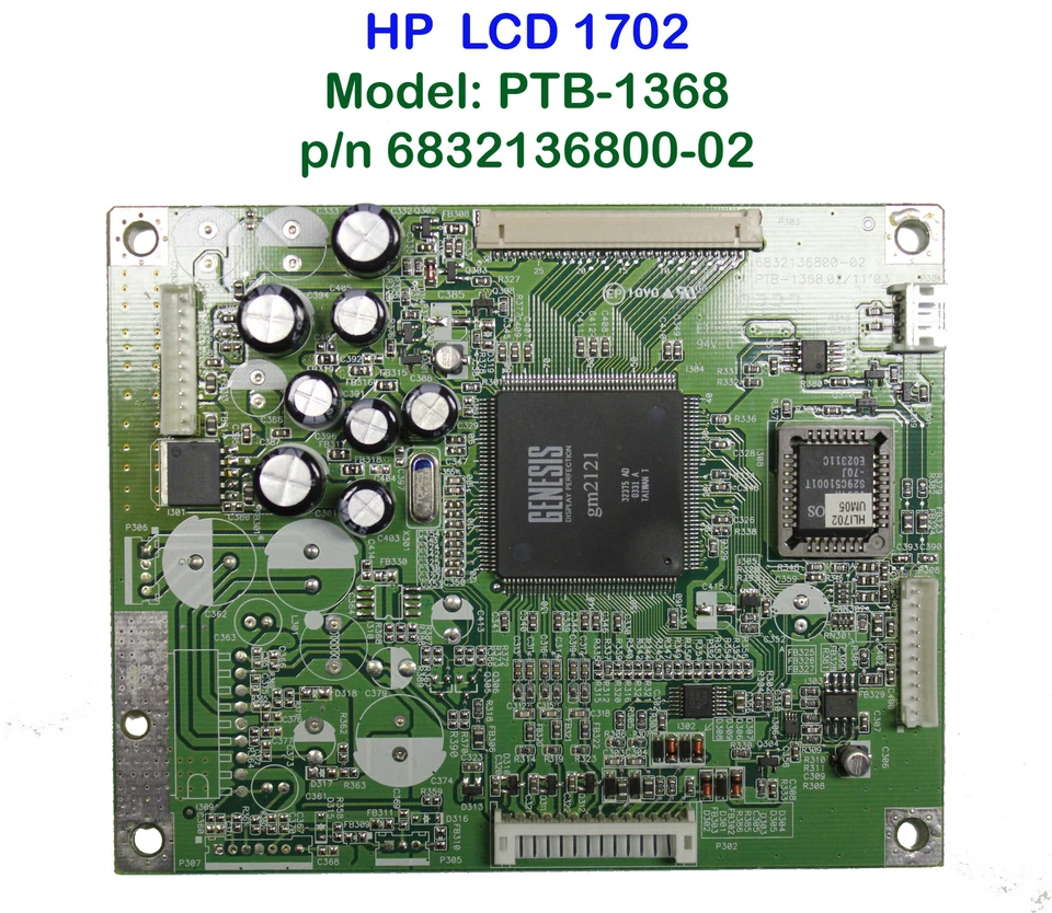 Mainboard PTB-1368 For Monitor LCD HP L1702 Motherboard p/n 6832136800-02 - Image 1 of 1