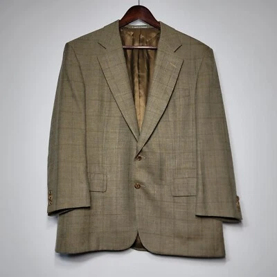 Шерстяной блейзер Chester Barrie в клетку мужской 41 короткий куртка на двух пуговицах - Изображение 1 из 4