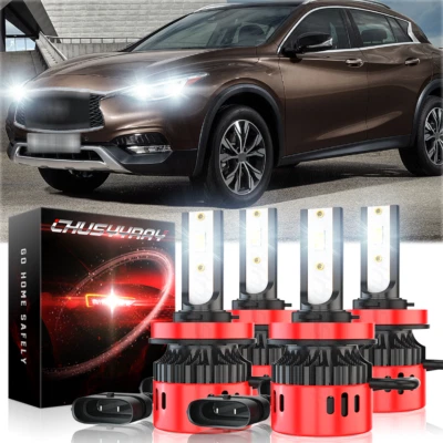 For Infiniti QX30 2017-2018 4X 6000K LED Faros Combo de luces bajas altas - Image 1 of 4