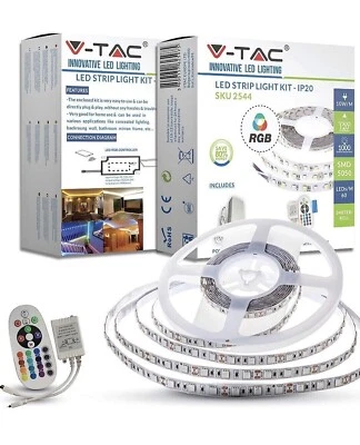 5M LED Strip Light Kit RGB Set SMD5050 60LEDs  V-TAC 12V IP20 BNIB 2546 - Image 1 of 4