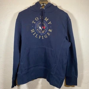 Tommy Hilfiger Hoodie Organic Cotton Navy Blue Embroidered Logo UK Size Medium - Bild 1 von 6