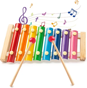 Lovestown Wooden Xylophone Musical Toy, 8 Rainbow Keys, 2 Mallets, Educational I - Picture 1 of 12