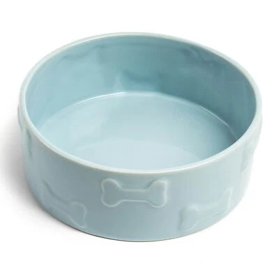 Park Life Designs Manor Blue Medium Pet Ceramic Food Bowl 4 Cup