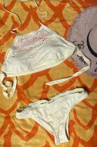 New Massimo 2 Piece Yellow Crochet Lace Bikini - Picture 1 of 6