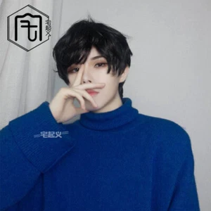 Harajuku Handsome Black Short Hairpiece Cosplay BL Kakkoi Daily Men Boy Wig - Picture 1 of 5