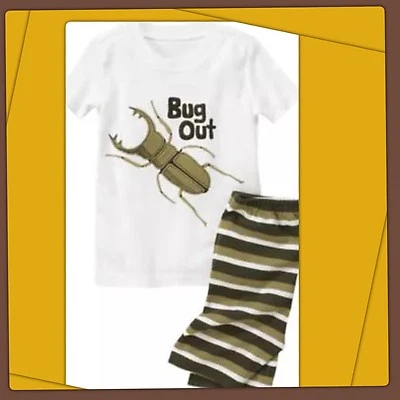 NWT 6-12 Gymboree BUG OUT GYMMIES sleepwear Pajamas 2pc shorties Top Shorts Set - Image 1 of 3