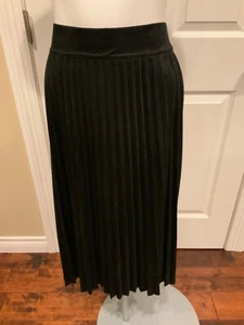 Falda midi de gamuza vegana plisada negra T Tahari, talla 2X Plus, ¡NUEVA CON ETIQUETAS! - Imagen 1 de 5