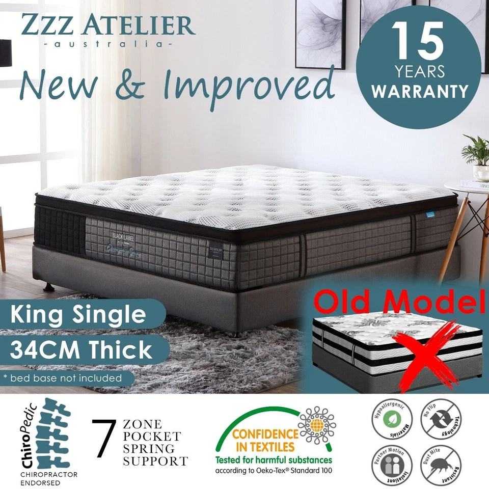 Zzz Atelier BT03PL Chiropractic Pocket Spring Latex Mattress, King Single - White