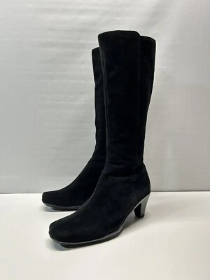 La Canadienne Women’s Sz 9 M Black Suede Knee High Boots Mid Heel Lined Winter - Image 1 of 4