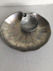 PEWTAREX Shell Shaped 2 Piece Heavy Metal Serving Dish Tray Platter 11.5 x 13.5" - Picture 1 of 12
