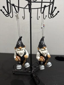 NFL Oakland Raiders Las Vegas Football 2 PK Gnome Ornament Set Christmas 4in - Picture 1 of 9