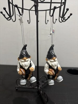 NFL Oakland Raiders Las Vegas Football 2 PK Gnome Ornament Set Christmas 4in - Image 1 of 4