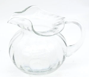 Blown Glass Pitcher Ice Ripple Ruffle Lip Rib Optic Pitcher Tiffany Devon Style - Picture 1 of 9